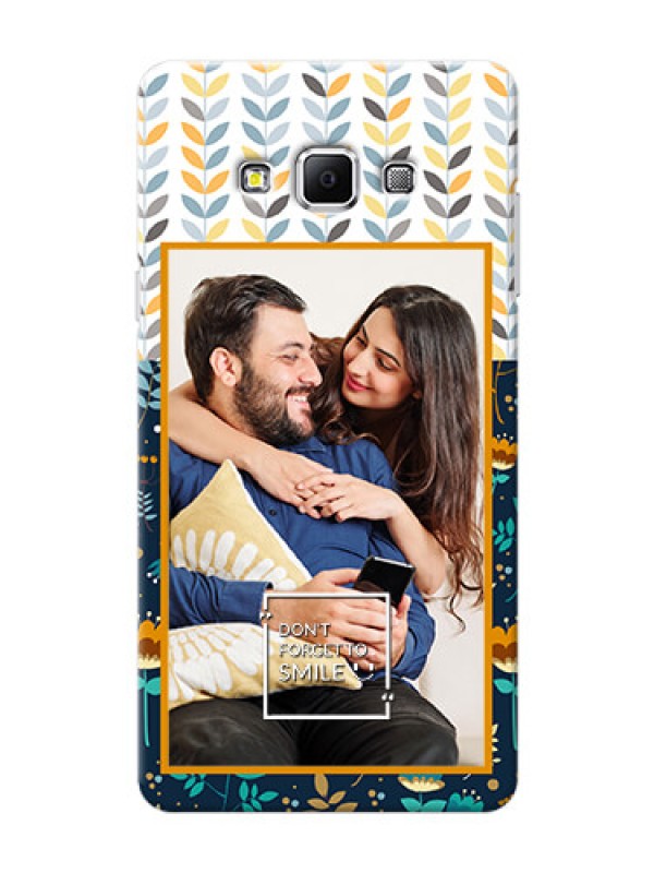 Custom Samsung Galaxy A7 (2015) seamless and floral pattern design with smile quote Design