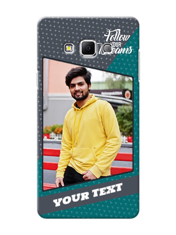 Custom Samsung Galaxy A7 (2015) 2 colour background with different patterns and dreams quote Design