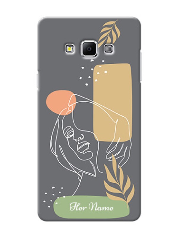 Custom Galaxy A7 (2015) Phone Back Covers: Gazing Woman line art Design