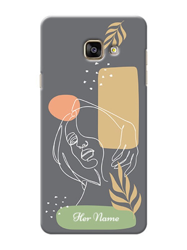 Custom Galaxy A7 (2016) Phone Back Covers: Gazing Woman line art Design