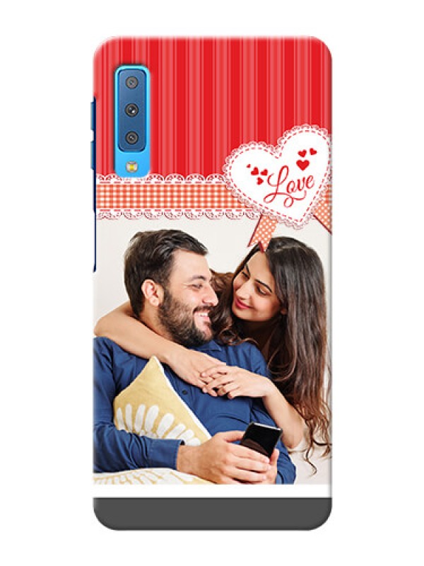 Custom Samsung Galaxy A7 (2018) phone cases online: Red Love Pattern Design