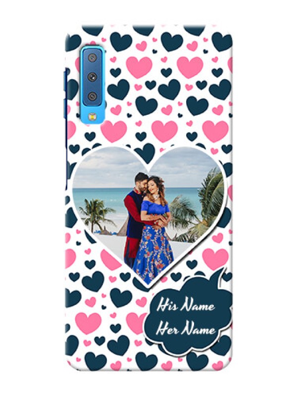 Custom Samsung Galaxy A7 (2018) Mobile Covers Online: Pink & Blue Heart Design