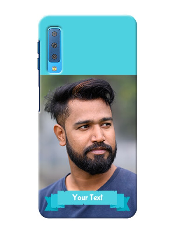 Custom Samsung Galaxy A7 (2018) Personalized Mobile Covers: Simple Blue Color Design
