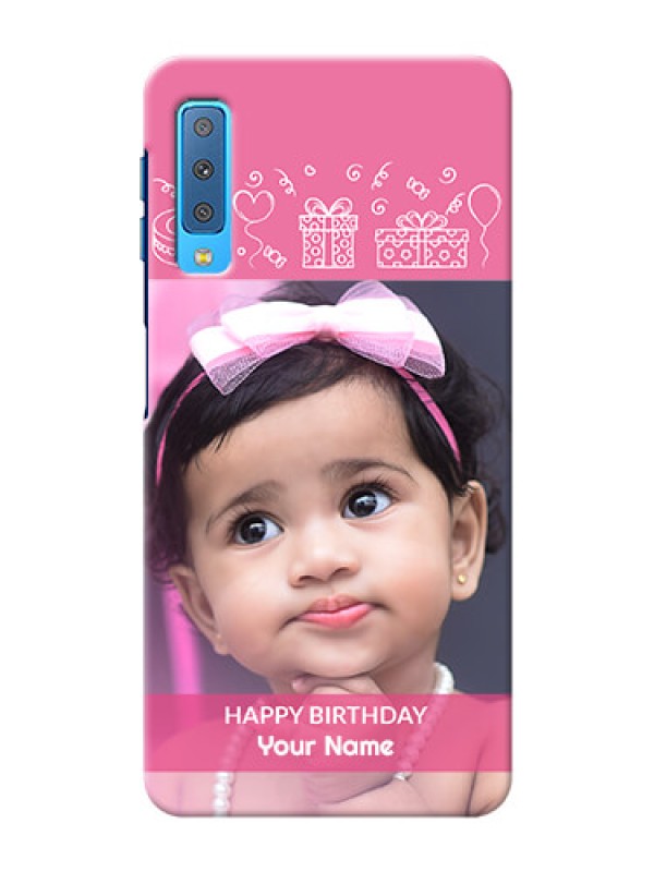 Custom Samsung Galaxy A7 (2018) Custom Mobile Cover with Birthday Line Art Design