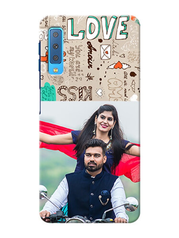 Custom Samsung Galaxy A7 (2018) Personalised mobile covers: Love Doodle Pattern 