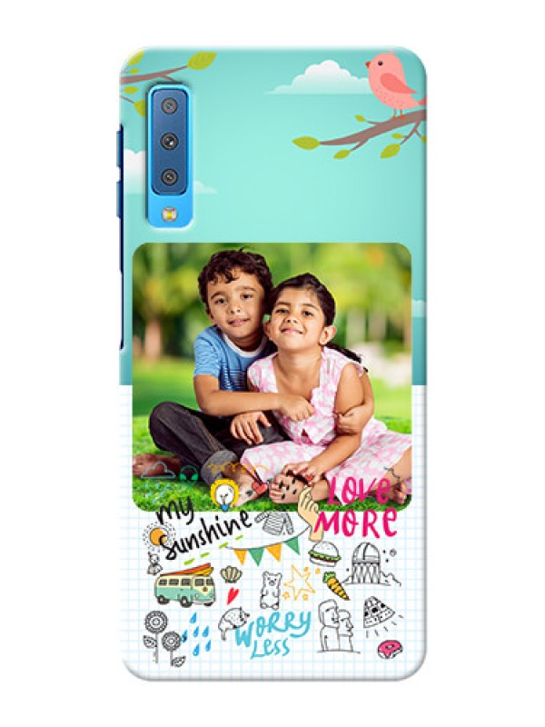 Custom Samsung Galaxy A7 (2018) phone cases online: Doodle love Design