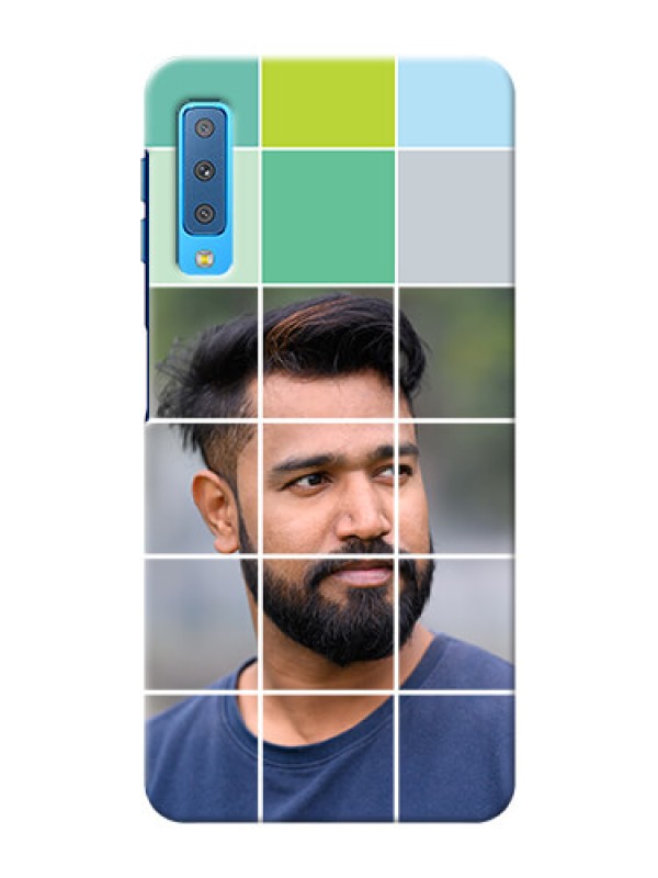 Custom Samsung Galaxy A7 (2018) personalised phone covers with white box pattern 