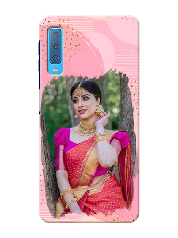 Custom Samsung Galaxy A7 (2018) Phone Covers for Girls: Gold Glitter Splash Design