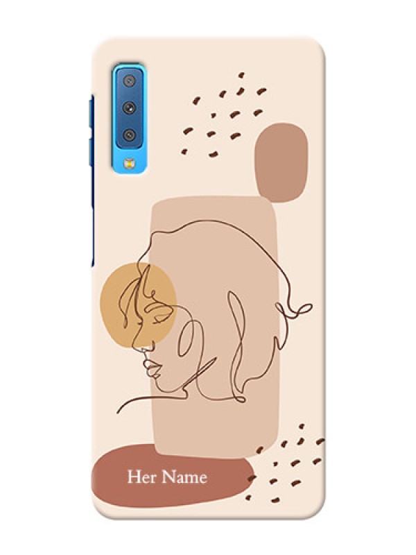 Custom Galaxy A7 2018 Custom Phone Covers: Calm Woman line art Design
