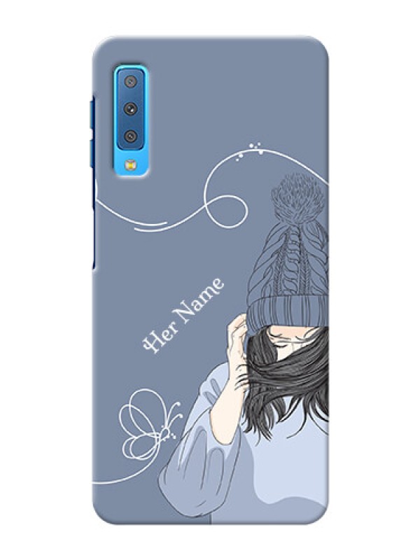Custom Galaxy A7 2018 Custom Mobile Case with Girl in winter outfit Design