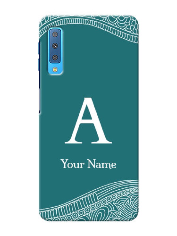 Custom Galaxy A7 2018 Mobile Back Covers: line art pattern with custom name Design