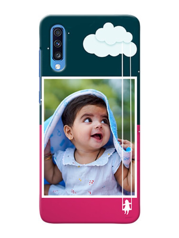 Custom Galaxy A70 custom phone covers: Cute Girl with Cloud Design