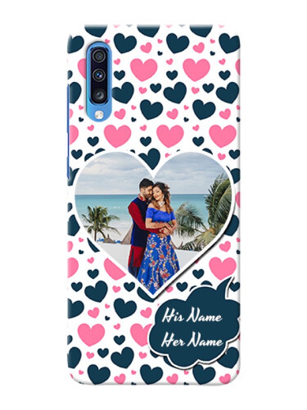 Custom Galaxy A70 Mobile Covers Online: Pink & Blue Heart Design
