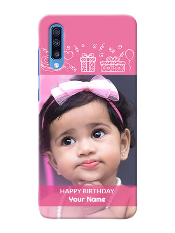 Custom Galaxy A70 Custom Mobile Cover with Birthday Line Art Design