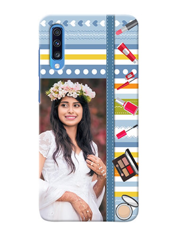 Custom Galaxy A70 Personalized Mobile Cases: Makeup Icons Design