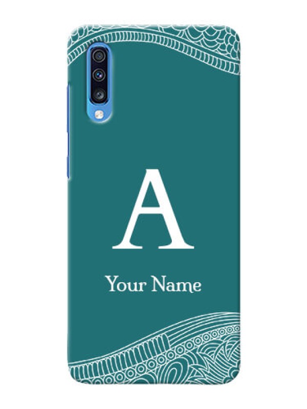 Custom Galaxy A70S Mobile Back Covers: line art pattern with custom name Design