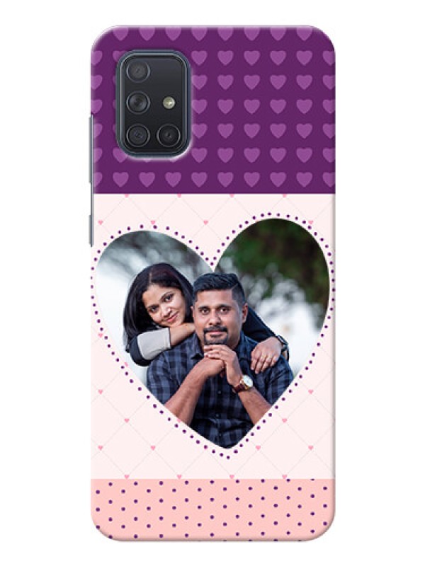 Custom Galaxy A71 Mobile Back Covers: Violet Love Dots Design