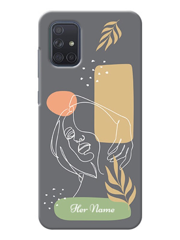 Custom Galaxy A71 Phone Back Covers: Gazing Woman line art Design