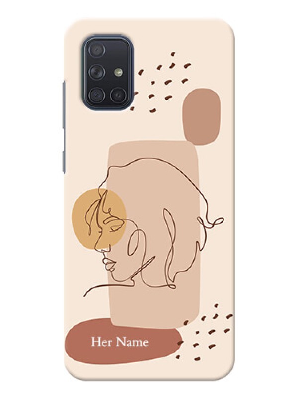 Custom Galaxy A71 Custom Phone Covers: Calm Woman line art Design