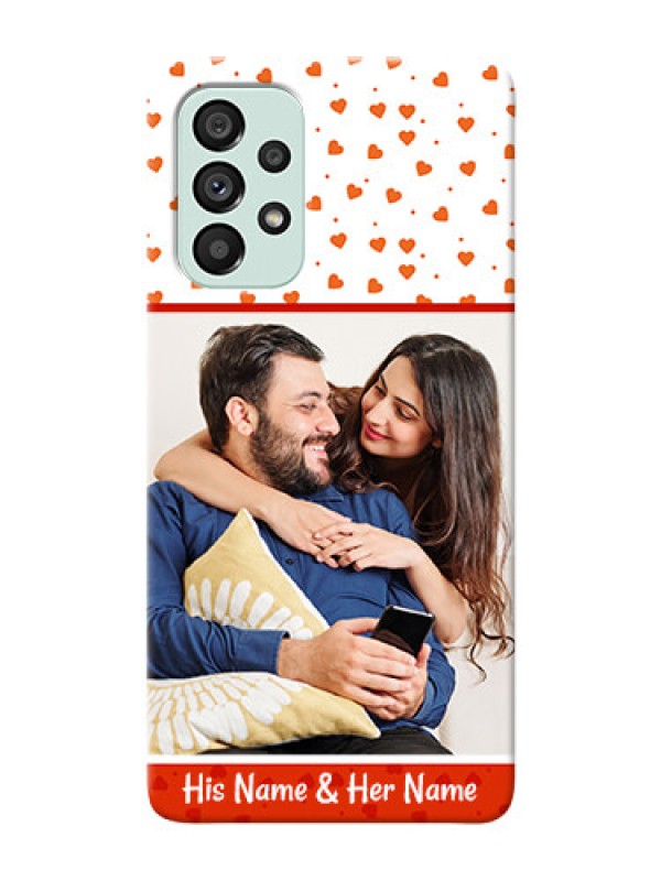 Custom Galaxy A73 5G Phone Back Covers: Orange Love Symbol Design
