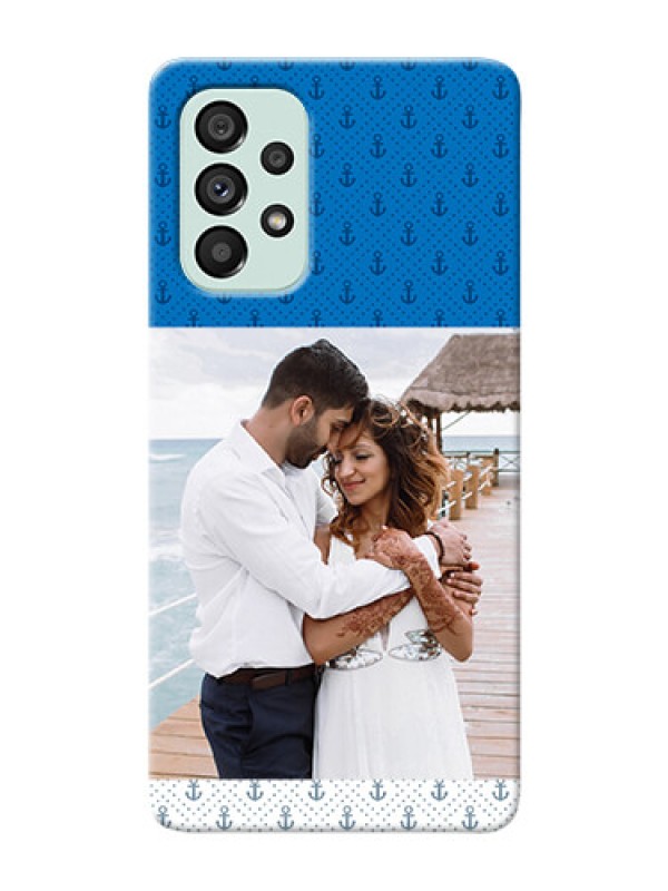 Custom Galaxy A73 5G Mobile Phone Covers: Blue Anchors Design