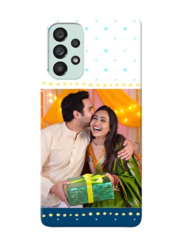 Custom Galaxy A73 5G Phone Covers: White and Blue Abstract Design