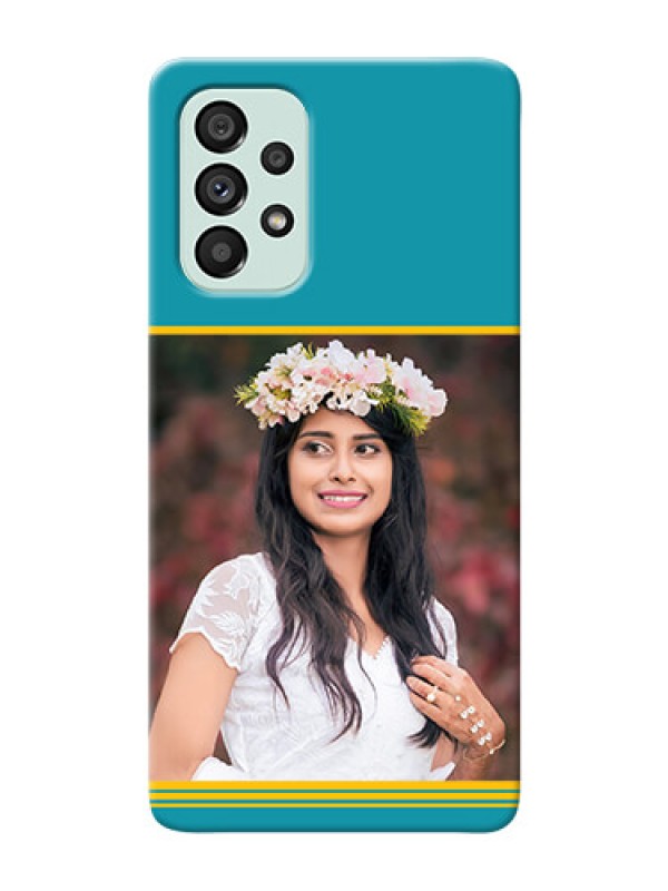 Custom Galaxy A73 5G personalized phone covers: Yellow & Blue Design 