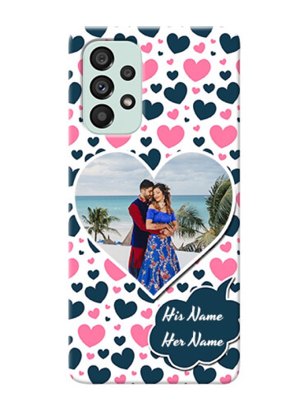 Custom Galaxy A73 5G Mobile Covers Online: Pink & Blue Heart Design