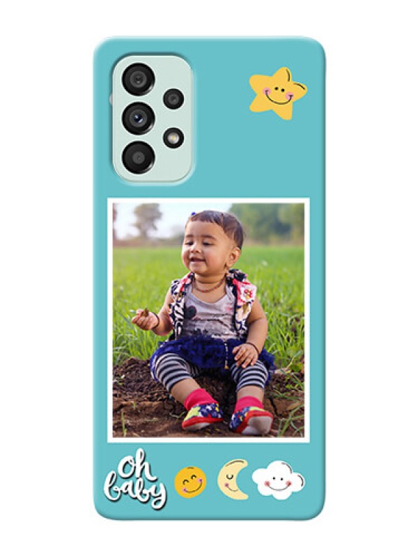 Custom Galaxy A73 5G Personalised Phone Cases: Smiley Kids Stars Design