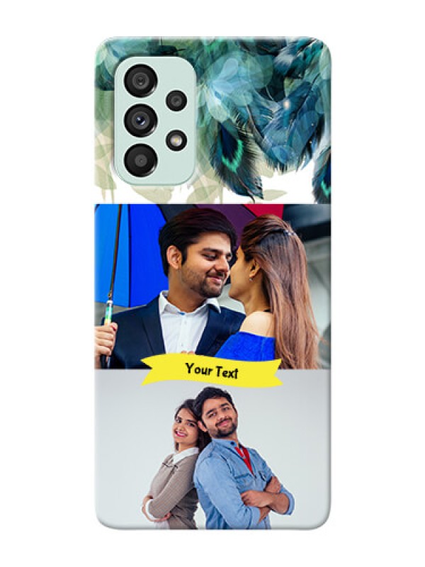 Custom Galaxy A73 5G Phone Cases: Image with Boho Peacock Feather Design