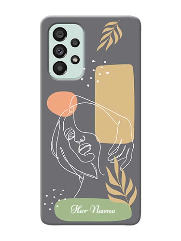 Custom Galaxy A73 5G Phone Back Covers: Gazing Woman line art Design