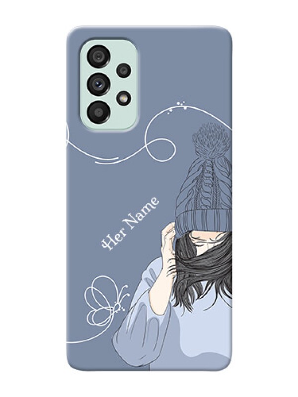 Custom Galaxy A73 5G Custom Mobile Case with Girl in winter outfit Design