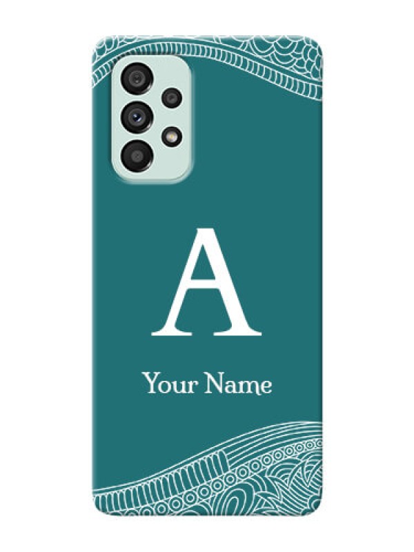 Custom Galaxy A73 5G Mobile Back Covers: line art pattern with custom name Design