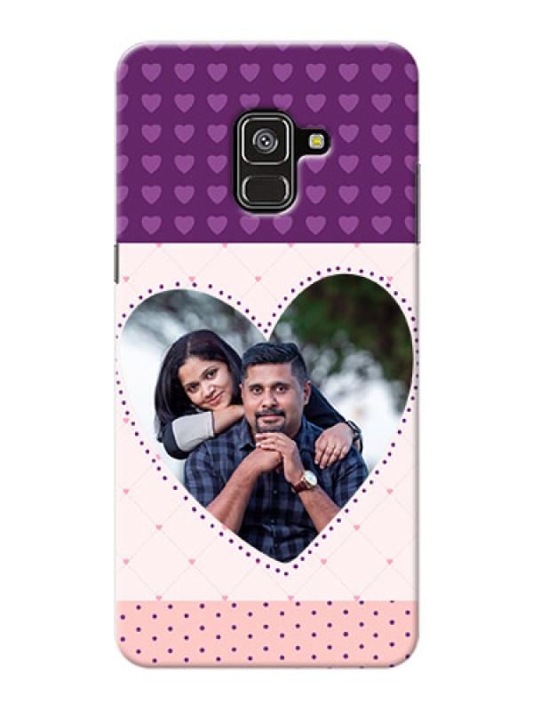 Custom Galaxy A8 Plus 2018 Mobile Back Covers: Violet Love Dots Design