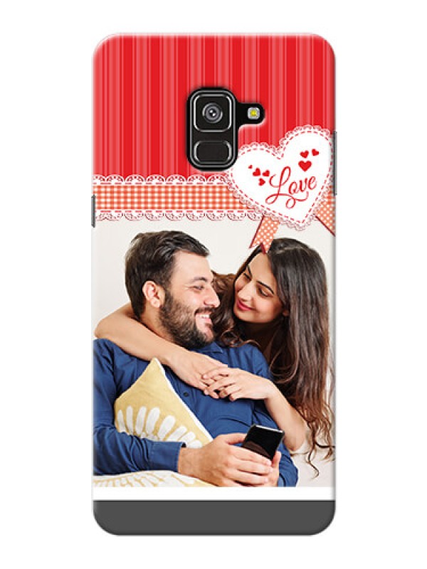 Custom Galaxy A8 Plus 2018 phone cases online: Red Love Pattern Design