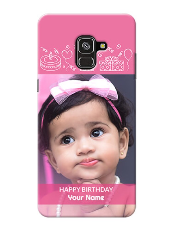 Custom Galaxy A8 Plus 2018 Custom Mobile Cover with Birthday Line Art Design