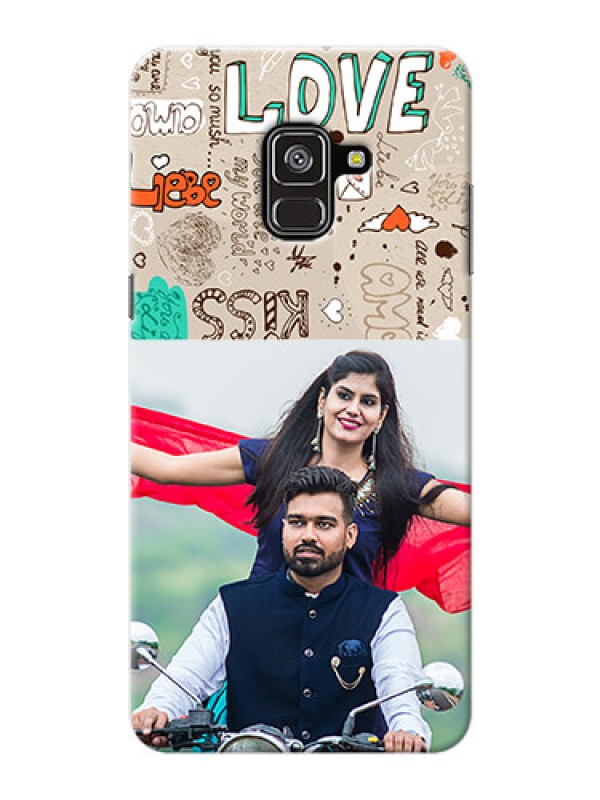 Custom Galaxy A8 Plus 2018 Personalised mobile covers: Love Doodle Pattern 