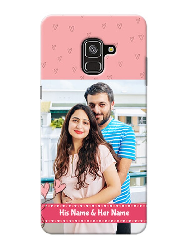 Custom Galaxy A8 Plus 2018 phone back covers: Love Design Peach Color