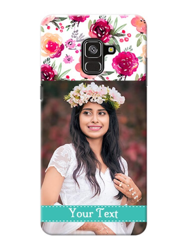 Custom Galaxy A8 Plus 2018 Personalized Mobile Cases: Watercolor Floral Design