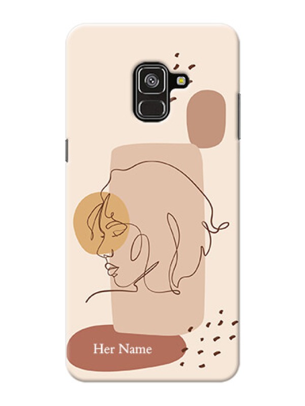 Custom Galaxy A8 Plus 2018 Custom Phone Covers: Calm Woman line art Design