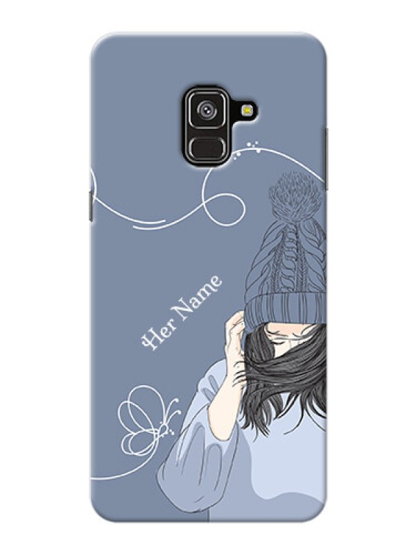 Custom Galaxy A8 Plus 2018 Custom Mobile Case with Girl in winter outfit Design