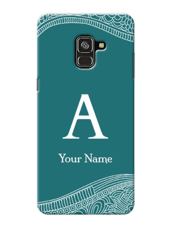 Custom Galaxy A8 Plus 2018 Mobile Back Covers: line art pattern with custom name Design