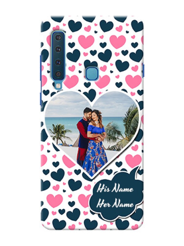 Custom Samsung A9 2018 Mobile Covers Online: Pink & Blue Heart Design