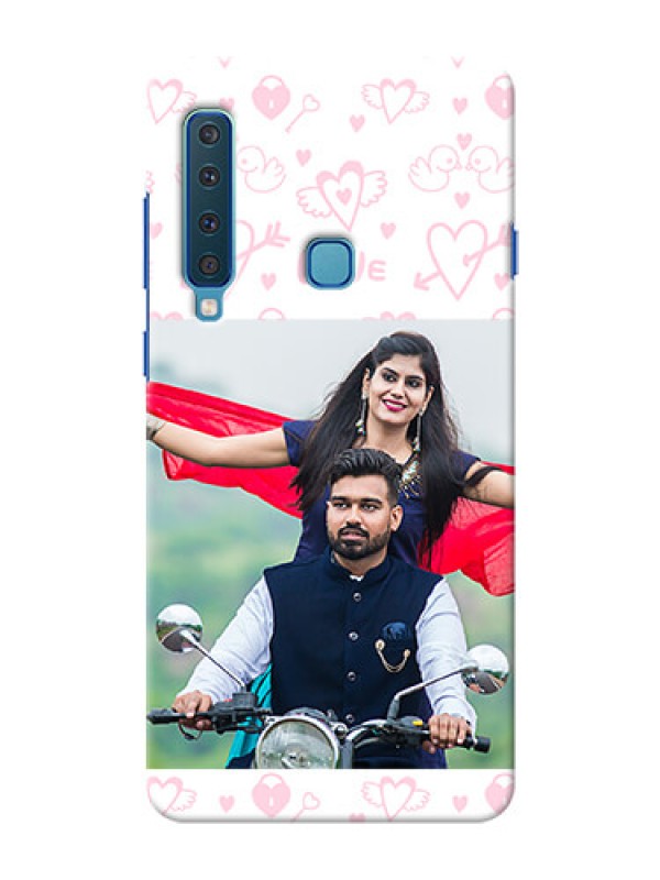 Custom Samsung A9 2018 personalized phone covers: Pink Flying Heart Design