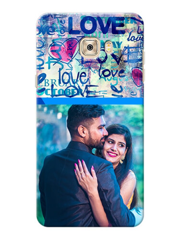 Custom Samsung Galaxy C7 Pro Colourful Love Patterns Mobile Case Design