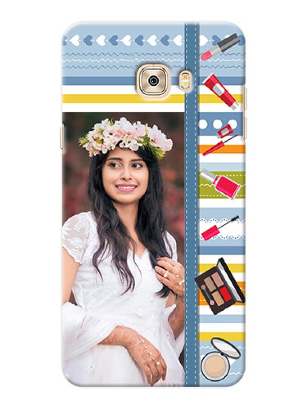 Custom Samsung Galaxy C7 Pro hand drawn backdrop with makeup icons Design
