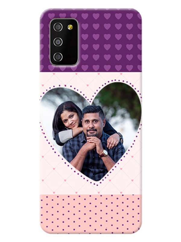 Custom Galaxy F02s Mobile Back Covers: Violet Love Dots Design