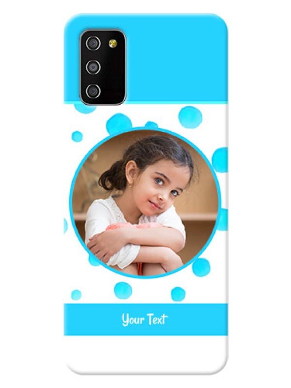 Custom Galaxy F02s Custom Phone Covers: Blue Bubbles Pattern Design