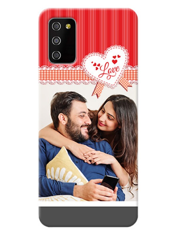 Custom Galaxy F02s phone cases online: Red Love Pattern Design