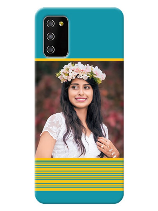 Custom Galaxy F02s personalized phone covers: Yellow & Blue Design 